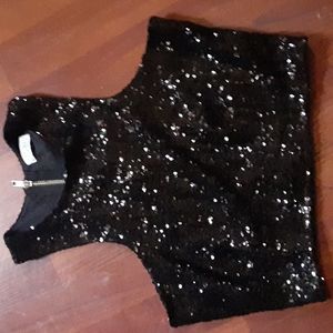 TOBI BLACK SEQUIN TOP